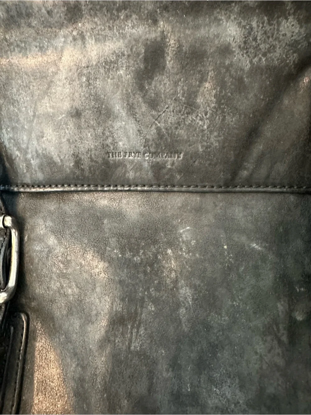 Frye Black Leather Messenger Bag with Buckle Straps